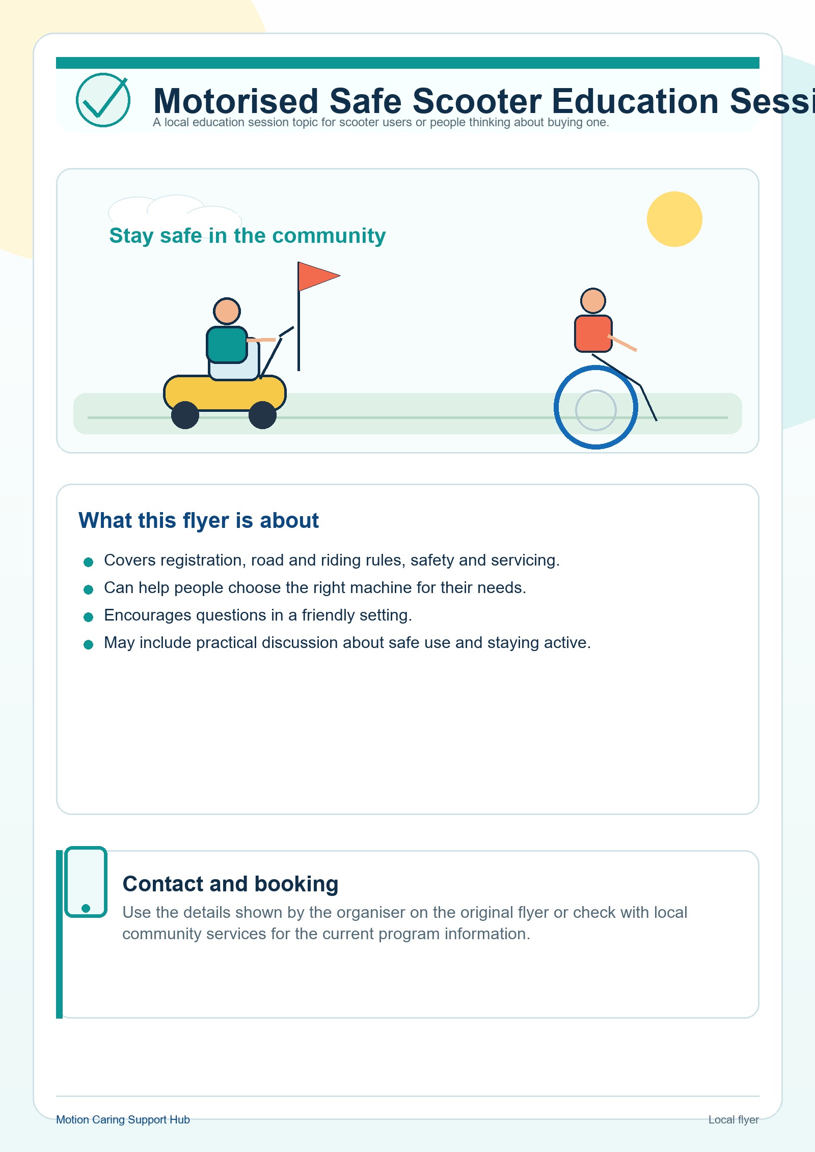 Motorised safe scooter education sessions flyer